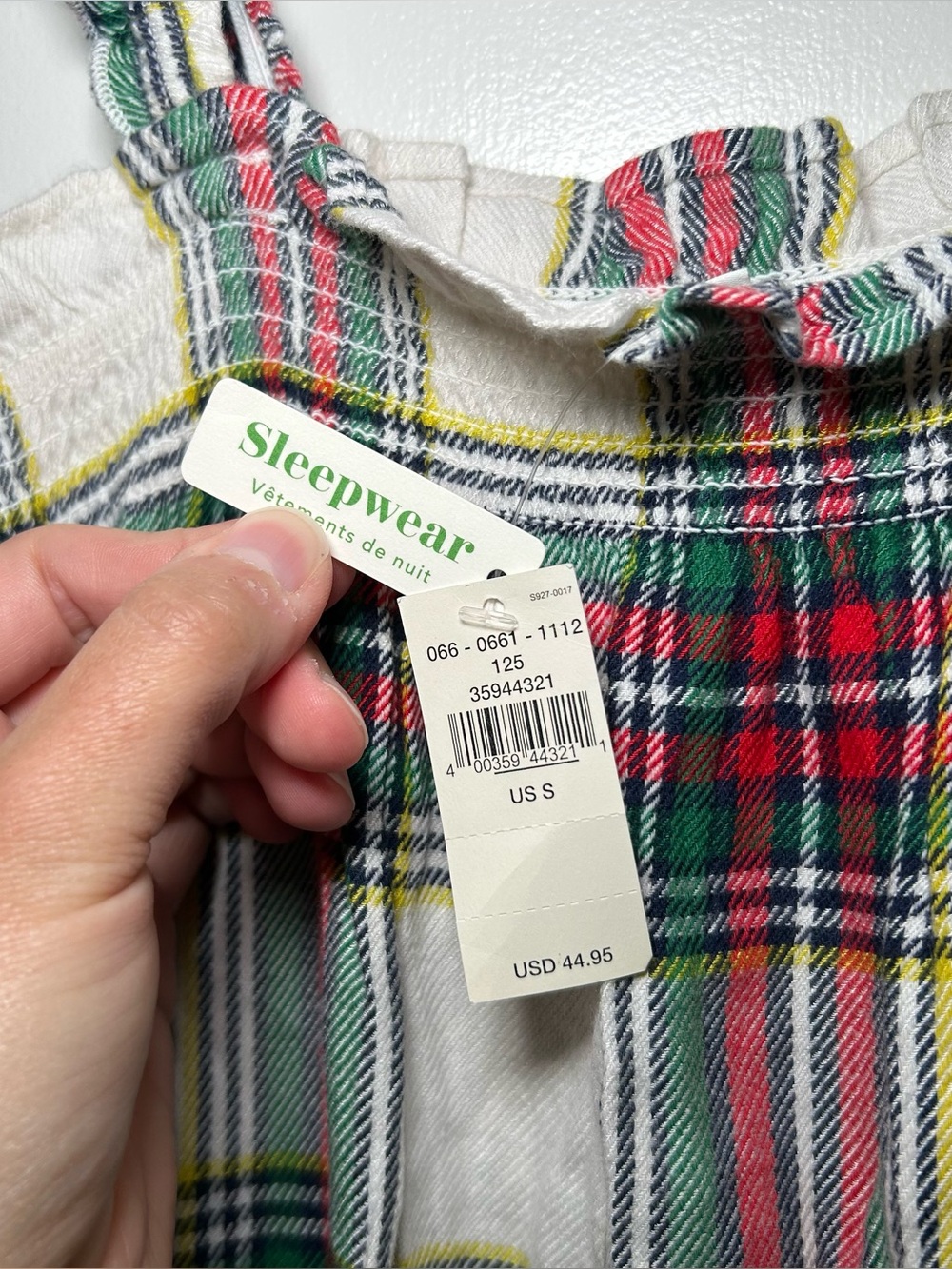 Aerie Red & Green Plaid Flannel Romper Pajamas Ruffled Small NEW Holiday - Picture 5 of 6